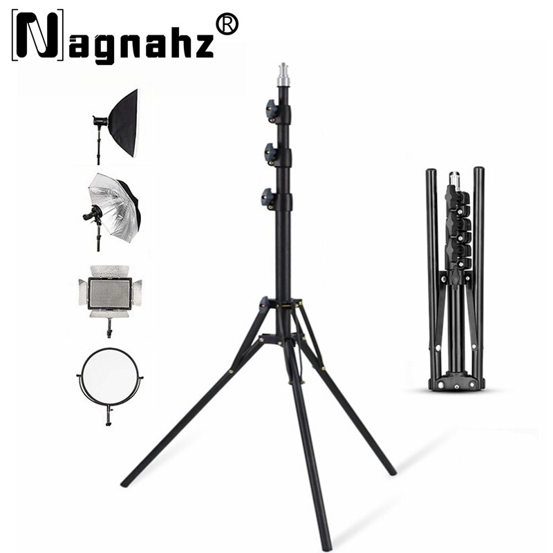 Photography Video Lighting Kit With Adjustable Tripod Stand - NAGNAHZ-Trépied d'éclairage photographique en alliage d'aluminium,