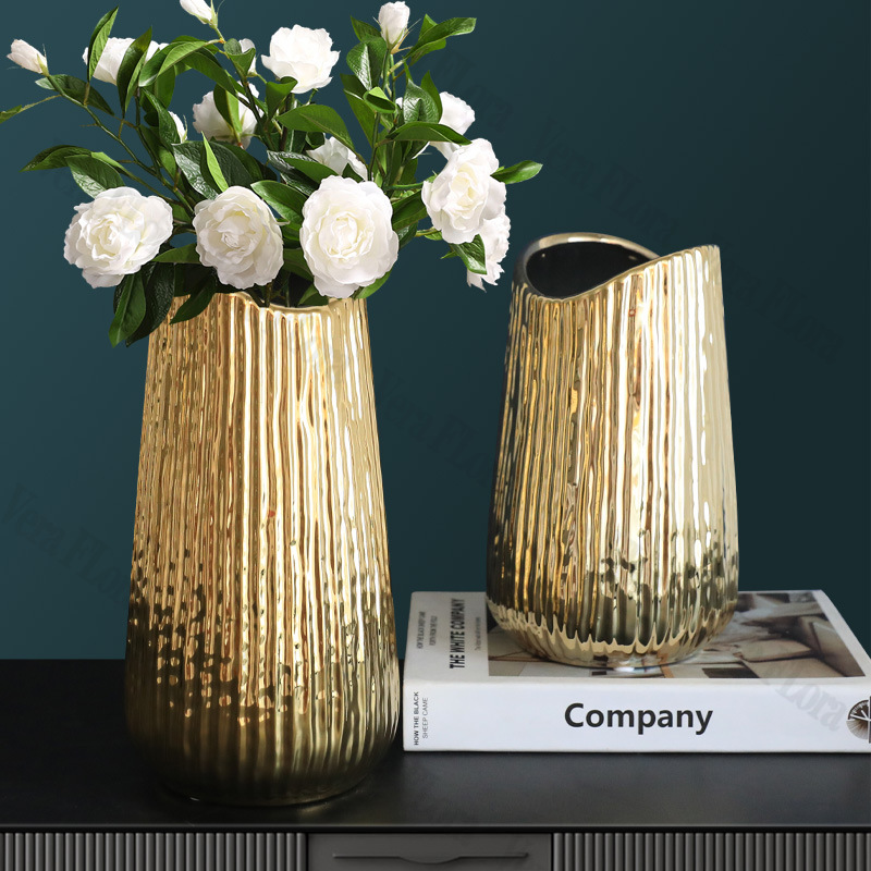 Photography Lighting Home - Vase nordique en céramique plaqué or